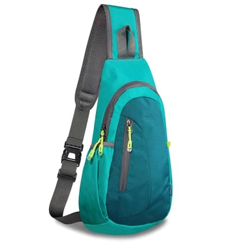 Image of TITECOUGO Small Sling Bag Lightweight Crossbody Bag for Women Rucksack for Men Running Backpack Travel Chest Pack Shoulder Daypack for Gym Work Sports Hiking Outdoor Green/Dark Green