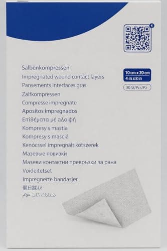 Image of Non-Adherent Impregnated Wound Contact Layer Dressings - Pack of 10 | Non-Adherent, Soothing Wound Dressing for Sensitive Skin (10cm x 20cm)