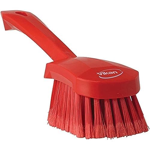 Image of Vikan 41944 Soft/Split Bristles, Washing/Sweeping, Hand Brush, Short Handle, 270mm (Red)