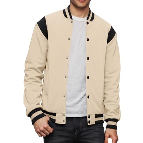 Image of Generisch Baseball Jacket Bomber Jacket Men's American College Jacket Y2K Varsity Jackets Oversize Bomber Jackets Unisex Baseball Jackets Sweat Jacket Couples Sports Jacket Teenager Stand-Up Collar