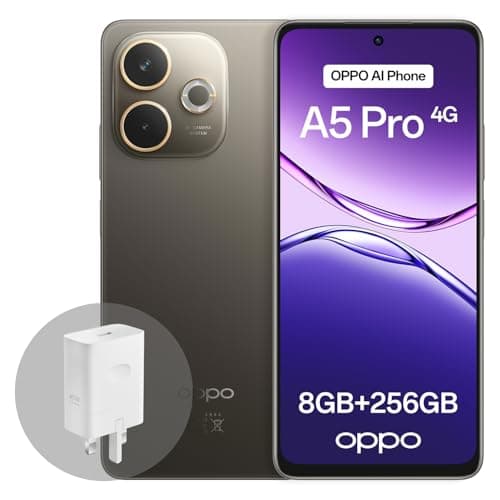 Image of OPPO A5 Pro 4G 8GB RAM + 256GB ROM, Unlocked Smartphone with AI, 6.67" 90Hz display, 50MP AF camera, 5800 mAh battery, IP69 Water and Dust Resistance, Black Brown (Include 45W SUPERVOOC Charger)