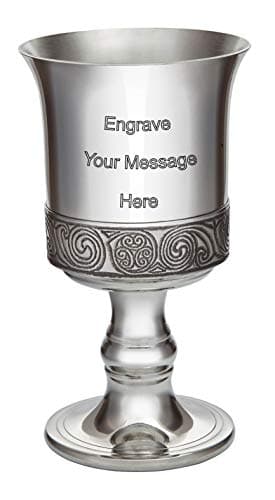 Image of Wentworth Pewter - Kells Celtic Band Pewter Goblet, Wine Goblet, Chalice, Engraved