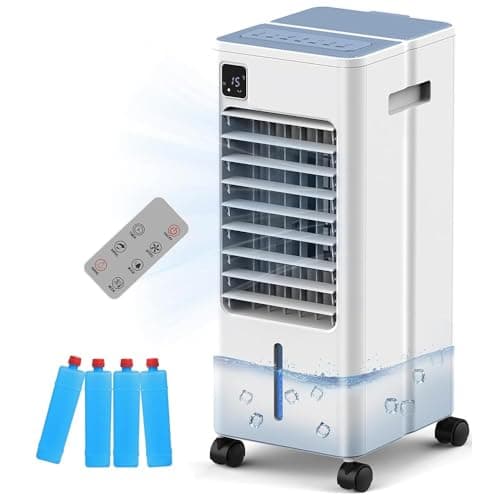 Image of ARTETHYS Portable Air Conditioner Cooler with Remote Control, 8L Evaporative Air Cooler Fan with Digital Display, 3 Speeds, Humidifier, 4 Ice Packs, 12H Timer Swivel for Home Office Bedroom