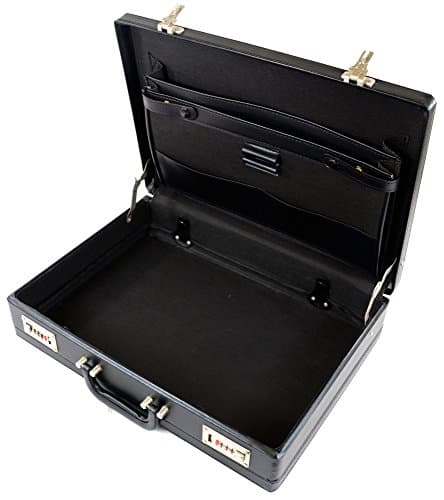 Image of Bushga Mens Professional Leather Look Executive Black Briefcase with Combination Locks