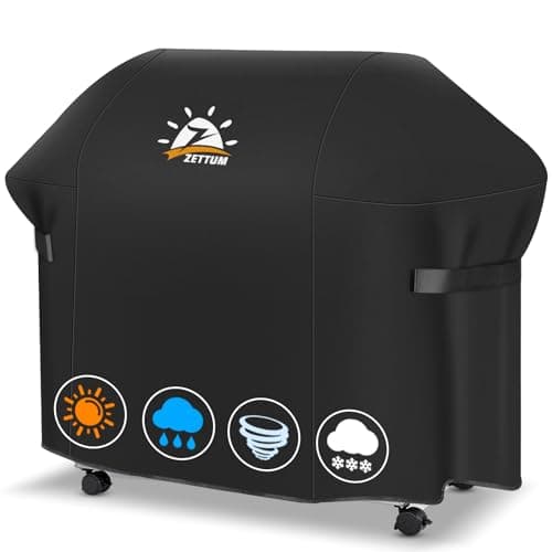 Image of Zettum BBQ Cover 147 CM - 7130 Grill Barbecue Cover for Weber Genesis II Series Heavy Duty & Waterproof, PU Cover for Weber Genesis E-330, E-310, S-310, S-330, S-335, S-340(147 L x 63 W x 113 H cm)