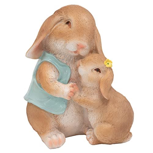 Image of Pelle & Sol Mother and Child Rabbit Statue Garden Ornament - Outdoor Resin Sculpture Animal Art Figurines for Lawn Patio Yard Porch Christmas Home Decoration