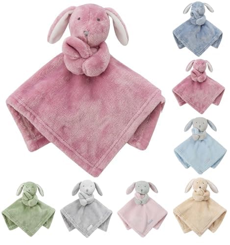 Image of OnlyBee Baby Bunny Rabbit Comforter Blanket Baby Girl Boy Infant Toddler Newborn Cuddle Snuggle Soft Blankets 7 Colours (Dusky Pink, One Size, Bunny Rabbit)
