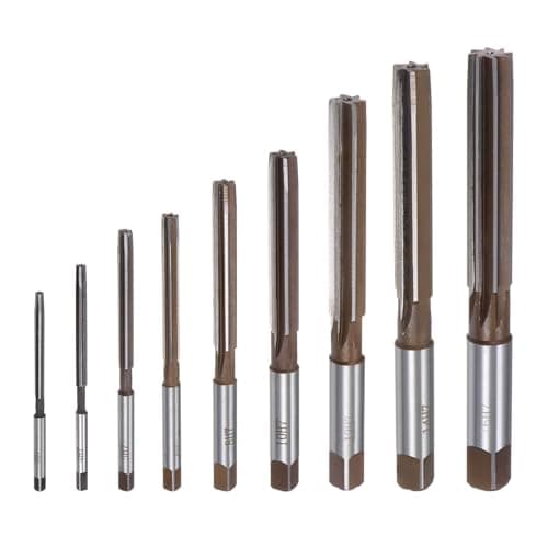 Image of sourcing map 9pcs Hand Reamers Set 3mm 4mm 5mm 6mm 8mm 10mm 12mm 14mm 16mm H7 Metric Alloy Steel Reamer Bit Straight Flutes Steel Cutting Tool for Metal Wood Hole Reaming