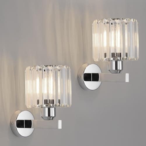 Image of ANWIO Wall Lights,Bedroom Wall Lights,Silver Wall Light for Living Room,E27 Wall Light Shade Ceiling,Morden Crystal Wall Ceiling Light,Indoor Crystal Wall lamp(2 PCS,E27 Base,NO Bulbs)