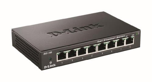 Image of D-Link DES-108/B 8-Port Fast Ethernet Unmanaged Metal Desktop Switch 10/100 Mbit/s - UK Version