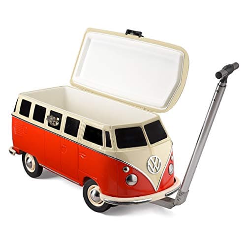 Image of Volkswagen 26 Litre Cool Box on Wheels with Handle- Steel Roller Cooler Box - Official VW Camper Van Indoor & Outdoor Ice Chest for Camping, Picnics, Beach