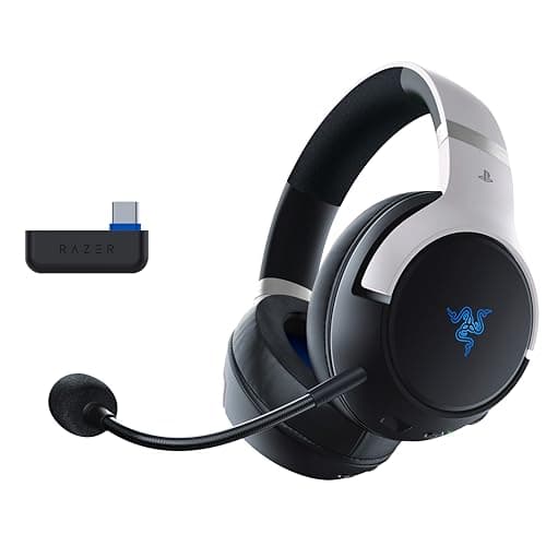 Image of Razer Kaira Pro HyperSpeed - Wireless Multi-Platform Gaming Headset with Haptics for Playstation 5 (HyperSpeed Wireless, HyperSense Haptics, TriForce Titanium 50 mm Drivers) Black-White