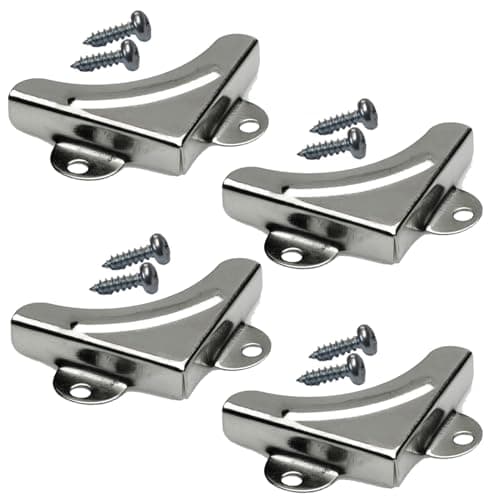 Image of Mirror Picture Corner Fixing Brackets Silver Nickel Plated Corners Clamps Clips Mounting Brackets Wall Mounting Angle Bracket Mirror Hanging Pack of 4 with 8 Screws.