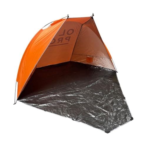 Image of OLPRO Beach Tent – Portable Beach Shelter with Groundsheet Door for Privacy – Lightweight Sun Shade & Windbreak Canopy for Beach, Camping, Garden & Festivals - Orange