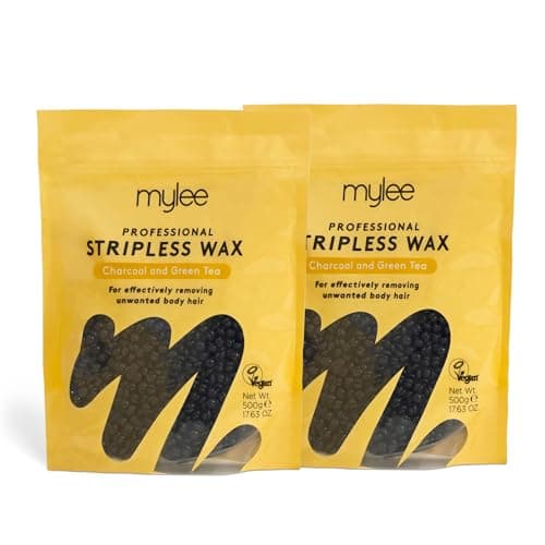 Image of Mylee Professional Hard Wax Beads 1Kg, Stripless Depilatory Waxing Pellets Solid Film Beans No Strip Needed, Painless Gentle Hair Removal of Full Body, Face & Bikini Line (Charcoal & Green Tea)