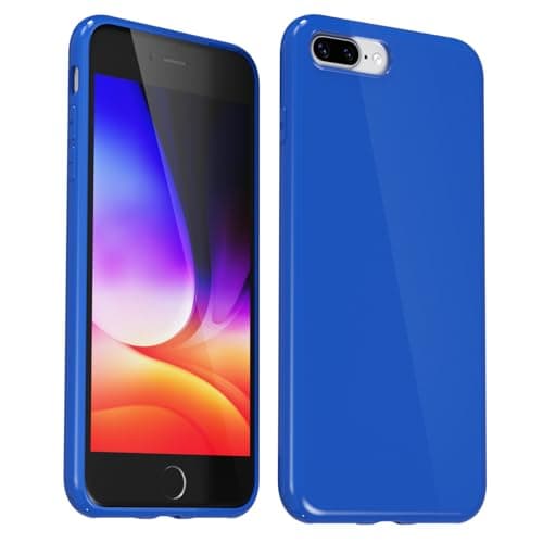 Image of Svanove for iPhone 7 Plus/ 8 Plus Case Silicone, Glossy Soft Rubber Gel Jelly Cute Protective Plastic Simple Plain Phone Case Cover for Women Girl, Slim Thin Flexible Shockproof TPU, Royal Blue