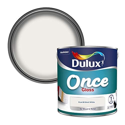 Image of Dulux Once Gloss Paint For Wood And Metal - Pure Brilliant White 2. 5 Litres