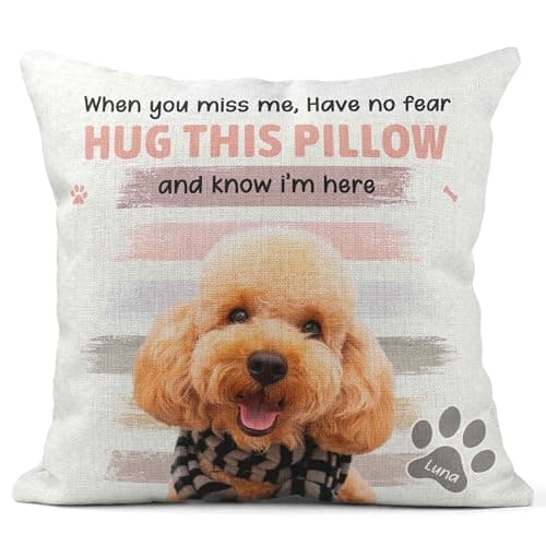 Image of Print Maniacs Personalised Dog Keepsake Cushion – Custom Pet Photo Pillow with Name – Thoughtful Gift for Anyone Missing Their Dog – Comfort Reminder for Family Living Apart