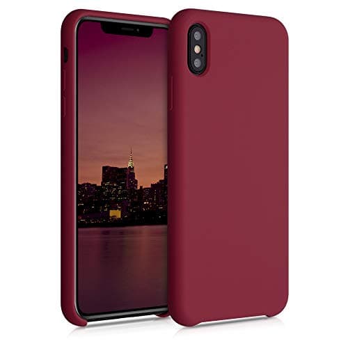 Image of kwmobile Case for Apple iPhone XS Max Case - Soft Cover - Shockproof Silicone - Wireless Charging Rhubarb Red