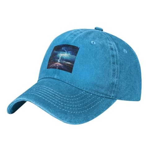 Image of HJFCZH Black Adult Baseball Cap Hat Lightning in a Flash Printing for Men and Women Comfort Adjustable, Blue, One size