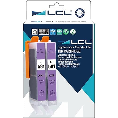 Image of LCL Compatible Ink Cartridge CLI-581 CLI-581PB CLI-581XL CLI-581XXL PB 1999C001 12.5 ml (2Photo Blue) Replacement for Canon PIXMA TS8150 TS8151 TS8152 TS9150 TS9155 TS8250 TS8251 TS8252 Printer.