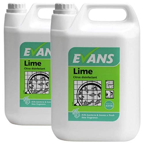 Image of 2 x Evans Citrus Lime General Purpose Refreshingly Fragranced Disinfectant 5Ltr Bottles for Floor Toilet Bathroom Sink Drains