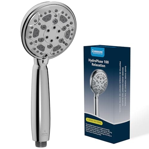 Image of HNNHOME HydroPulse 100mm Handheld High Pressure Shower Head, 6 Spray Mode Universal Power Showerhead Replacement (Chrome)