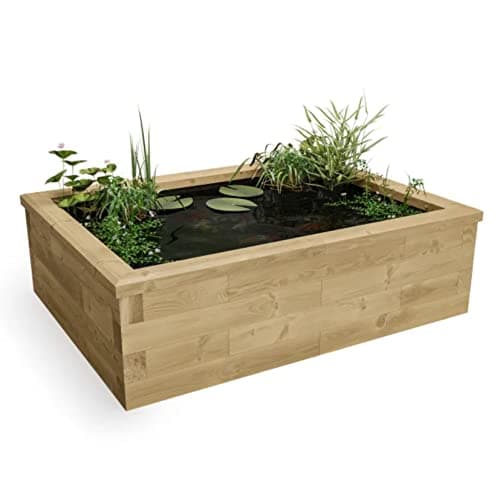 Image of WoodBlocX Raised Pond Kit-Wooden Garden Pond For Fish, Plants & Other Wildlife. Outdoor Water Features For The Garden- Easy To Install & No Power Tools Needed - (1.5 x 1.125 x 0.45m)