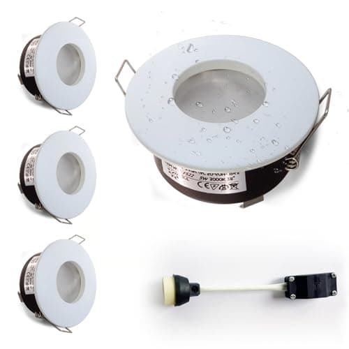 Image of Sweier Waterproof Downlight GU10 White, Bathroom Spotlights IP65, Bulb not Included, Round Recessed Downlights for Shower Ceiling, Cutout 68mm/2.68in, 4 Pack