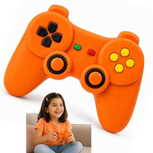 Image of Orange Squishy Gamer Controller Fidget Toy 11cm - Sensory Stress Relief Gaming Pad for Kids & Adults - Soft Silicone Squeeze Toy for ADHD, Anxiety & Autism - Fun Portable Gaming Console Gift