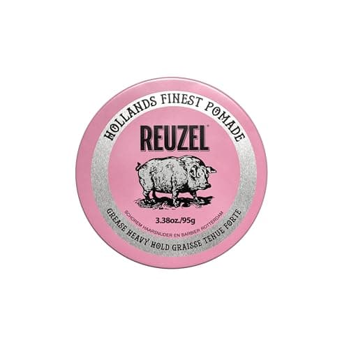 Image of Reuzel Pink Grease Pomade Heavy Hold, Strong Hold Medium Shine Oil Based Pomade All Day Hold 3.38oz/95g