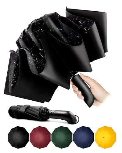 Image of Chakipee Conlun Compact Umbrella Windproof Strong - Automatic Windproof Inverted Umbrellas for Men and Women, 210T Fabric 105cm Span, 10 Large Ribs Blue Umbrella 27 inch