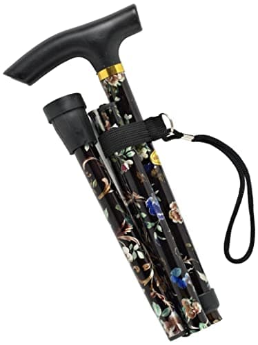 Image of Walking Sticks Adjustable Folding Black Floral