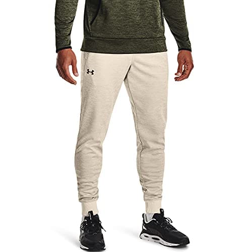 Image of Under Armour Men's Armour Fleece Joggers , Summit White (110)/Black , Small