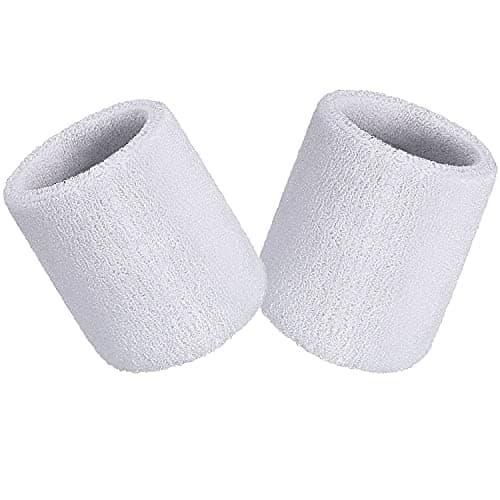 Image of Wristbands Sweatbands Wrist Men Women 2 PCS Sports Sweat Bands for Gym Sports Tennis Running Exercise Basketball Moisture Wicking (2 pcs -White)