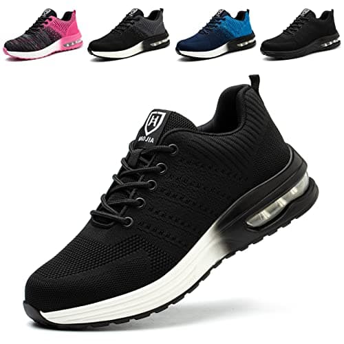 Image of Baofular Safety Trainers Men Womens Steel Toe Trainers Lightweight Comfortable Safety Shoes Work Trainers Non Slip & Breathable Black/White 5.5 UK 39 EU 245