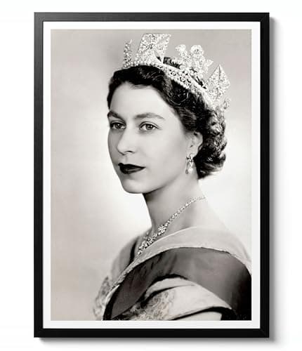 Image of Queen Elizabeth II Portrait Print, Vintage Photographic Wall Art, Monarch Royalty Decor, Gift, Archival Matte, A5 (Framed) - 21x14.8cm
