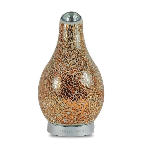 Image of Aroma Haven S1 Essential Oil Diffuser Electric | 120ml Mosaic Ultrasonic Scent Ceramic Diffusers | Aromatherapy, Home Decor Office | LED 7 Colour Lights, Auto Shut-Off, Air Humidifier (Edge Rose Gold)