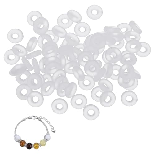 Image of Hadnves 400 PCS Silicone Stopper Beads 6mm Charm Bracelet Spacers Silicone Rubber Bracelet Bead Stoppers for Jewelry Making DIY Bracelets Necklace Use Alone or with Clip Lock Spacer Charm
