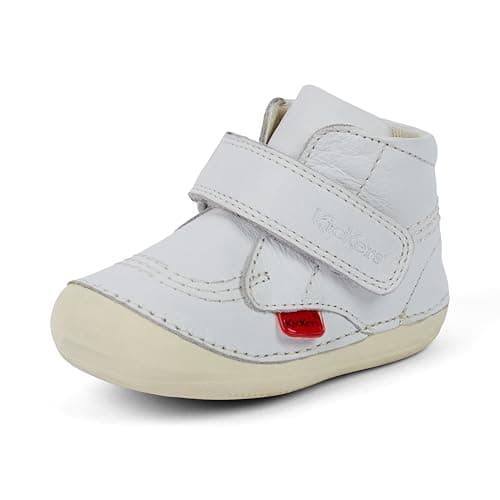 Image of Kickers Unisex Baby Softer Hi Boots | Soft Sole | Easy Fasten | Comfortable | Cushioned, White, 2 UK Child
