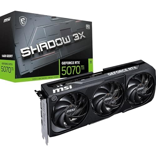 Image of MSI GeForce RTX 5070 Ti 16G Shadow 3X OC Graphics Card, 16GB GDDR7 (28Gbps/256-bit), PCIe 5.0 - Triple Fan Thermal Design (3x Torx Fan 5.0) - HDMI 2.1b, DP 2.1b, 16384 MB