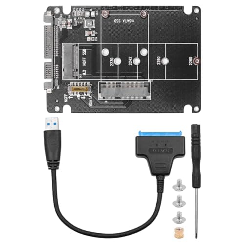 Image of WANGCL M.2 NGFF or mSATA to USB 3.0 Adapter 2-in-1 NGFF or mSATA Converter Reader Card with SATA Cable Converter
