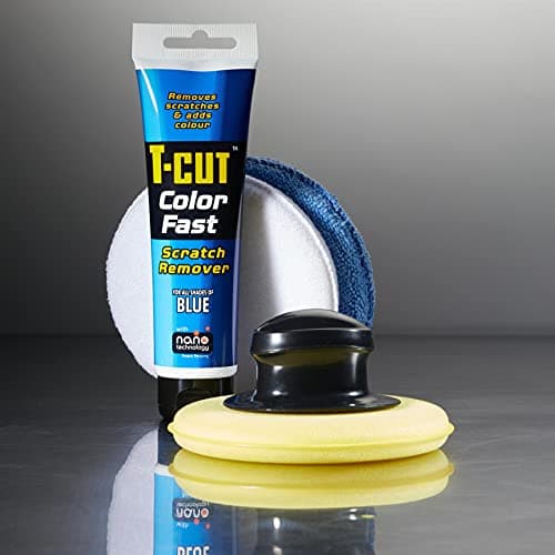 Image of T-Cut Colour Fast Blue Car Wax Polish Scratch Remover Colour Enhancer - 150g plus a Wax Applicator Set with Handle * 6 Colours Available