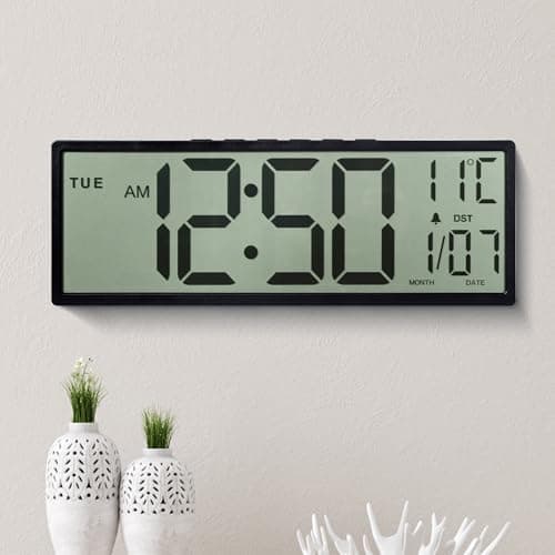 Image of MAXSTAR14.5'' Large Digital Wall Clock,Big LCD Screen Display with Jumbo Numbers,Battery Operated,Auto DST,Temperature,Date,Wall Clocks for Living Room,Bedroom,Kitchen,Desk Decor,Easy Read for Elderly
