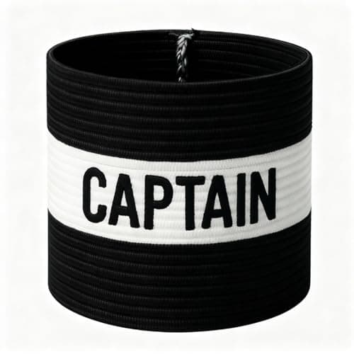 Image of Fitness Health Football Band Soccer Captain's Armband Design Captain Band for Adult and Youth, 5 Colours Available for Multiple Sports, Elastic Arm Band for Captain (Black - Kids)