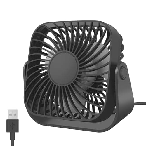 Image of Jsdoin USB Fan USB Desk Small Desktop Cooling Mini Personal, 3 Speeds Desk Desktop Cooling Fan 360° Rotation Adjustment, Strong Wind Small Powerful for Office,Home,Outdoor (Black)