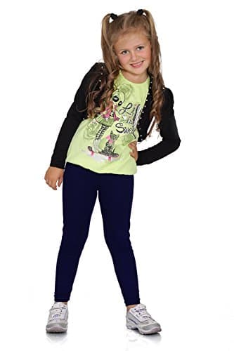 Image of FUTURO FASHION Girls Children Full Length Plain Cotton Leggings Cycling Casual Wear Infant Trousers Leggings Solid Tights Pants for Kids 8 Years Navy Child