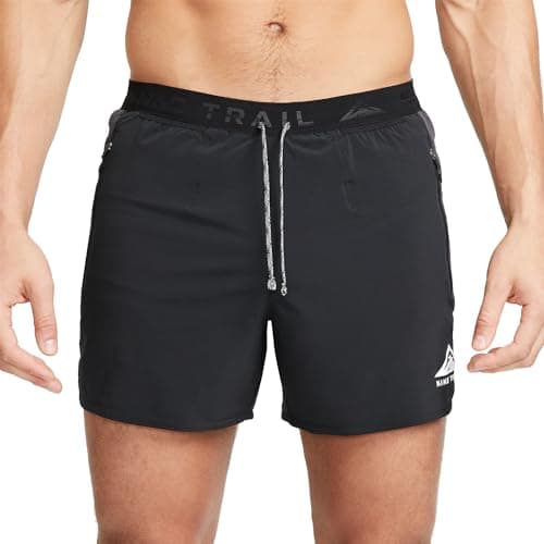 Image of NIKE DV9311-010 M NK DF Trail Short 5IN Pants Men's Black/DK Smoke Grey/White Size L