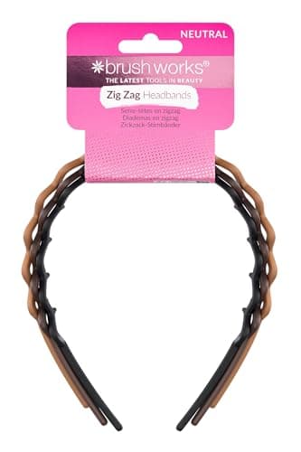Image of Brushworks Neutral Zig Zag Headbands – 3 Pack | Stylish Wavy Hair Bands for Women & Girls | Comfortable, Non-Slip, Everyday Hair Accessories