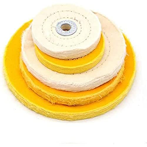 Image of 2Pcs Yellow Polished Wheel Spiral Double-Stitched Buffing Wheel Pad Buffer Polishing Grinding Machine Pad 6 inch(150mm) 3mm Hole